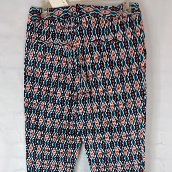 ANTHROPOLOGIE Size 4 Tribal Print Straight Leg Cotton Pants - Picture 7 of 7
